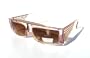 Gold & Lightly Tinted Amber Brown Long Slim 80's New Wave Sci Fi Futuristic Vintage Retro Sunglasses / Mens and Womens (similar-looking to Claude Montanta/Alain Mikli sunglasses)