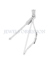 Rhodium-Plated 925 Sterling Silver 3-D Bow And Arrow Pendant