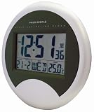 Precision MSF Radio controlled LCD round wall clock with calendar & temperature