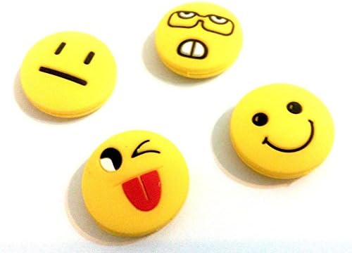 TC Sports Silicone Vibration Dampeners for Tennis Squash Racket Pack of 4 (Smile Face)