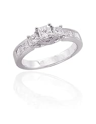 1 ct. tw. Three Diamond Princess Cut Ring in 14K White Gold
