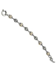 Sterling Silver w/14k Gold Antiqued Link 7.75in Bracelet