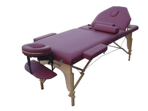 Burgundy 2 Pad 3 Fold Reiki Massage Table W/Free Two Bolster