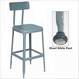 Lyon Workspace Products 1706(PP) 18' Stool-Steel Seat and Back (Black Rubber Feet with Steel Glides)