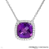 GIORGIO VISCONTI!Made in Italy! Luxurious Necklace 6.07ctw Super Clean FG/VVS Diamonds and Amethyst Made of 18K Gold