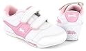 Lonsdale "Brampton" Childrens Low Profile Velcro Trainers - White/Pink