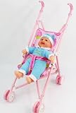 (Blue Doll) Pink Baby Doll Stroller Good Quality safe Toys for girls and children with Battery operated Baby Doll