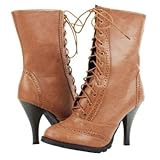 IMAGE OF Ladies Beige Ankle-High Combat BOOTS 10