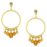 Southern Exposure Gold Tone Topaz Color Beaded Hoop Earrings
