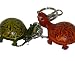 Turtle Design, Bag-charms or Key-chain, a Pair Set, a Green and a Brown. Unique !