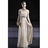 IMAGE OF Elegant Floor-length Chiffon Evening Dress With Bow Applique, 30911