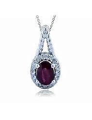 14K White Gold Ruby and Diamond Pendant -- LIFETIME WARRANTY