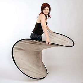 Fotodiox 5x7' Collapsible Old Master Muslin Background, Backdrop -- Light Gray + Support Stand Kit