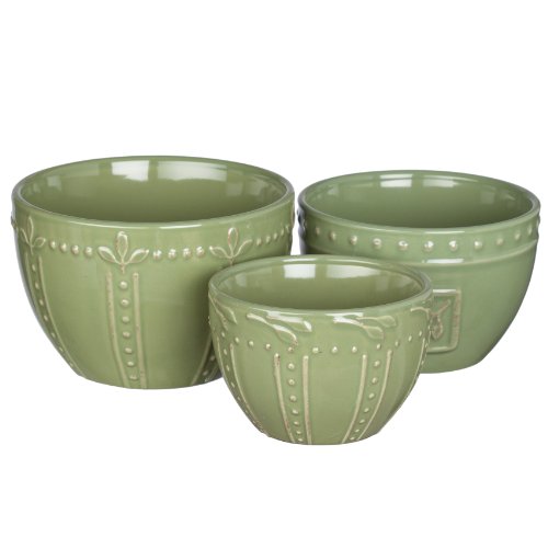 Signature Housewares Sorrento Collection Stoneware Bowls, Green, Set of 3 On Sale