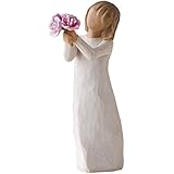 Willow Tree Thank You Girl Holding Pink Peonies Figurine 27267 New Demdaco