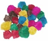 24 Assorted Bat Around Fur Balls (2-2.5 inches each) - Cat Toys