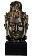 Extra Large Substantial Powerful Art - Large Cambodian Design Buddha Head Statue on Black Block Pedastal
