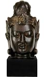 Extra Large Substantial Powerful Art - Large Cambodian Design Buddha Head Statue on Black Block Pedastal