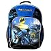 DC Comics BATMAN Black and Blue Color Backpack / School Bag with "Batman with Batcycle" Image, 2 Compartments, 2 Side Accessory Pocket and Adjustable Padded Shoulder Straps (Dimension : 16"x12"x5")_s-1