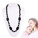 Teething Nursing Necklace Silicone Jewelry Chewelry Chewbeads Baby Gift for Mom to Wear (Black)