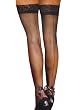 Sheer Thigh Hi Stocking Back Seam Pearl Satin Bow