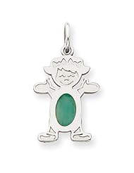 14K White Gold Girl 6x4 Oval Genuine Emerald-May