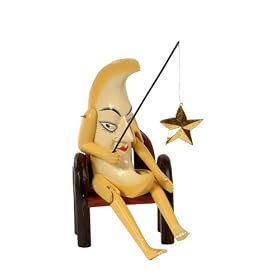 All Natural Handmade, Handpainted Fishing Moon Puppet by Cozee World