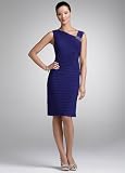 41rVd4pCfGL. SL160  Davids Bridal Asymmetrical Shutter Pleated Dress w/ Brooch Style S256500