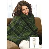 Sunbeam Green Plaid Fleece Electric Heated Warming Throw Blanket