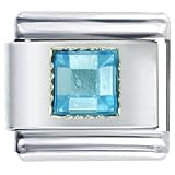 March Aquamarine Birthstone Italian Charms Bracelet Link
