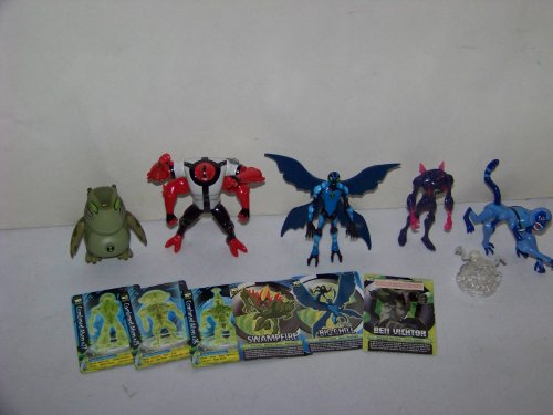 Ben 10 Alien Lot Action Figure & Cards Four Arms,big Chill & More