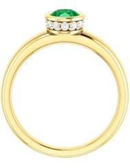 10K Yellow Gold 7.00x5.00mm Oval Cut Emerald and Diamond Ring -- LIFETIME WARRANTY