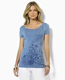Lauren Jeans Co. Tee, Olivia Short Sleeve Floral California Blue Heather XL