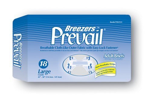 Prevail Breezers Adult Briefs, Large, 18 Briefs (Pack of 4)