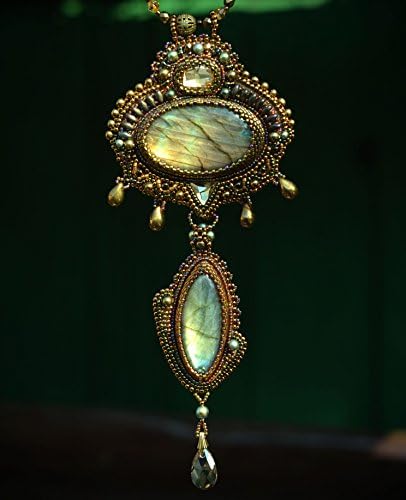 Bronze embroidered necklace-beadwork jewelry-Embroidered Necklace - beaded embroidery jewelry-hand embroidery