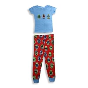 Tackle Me - Toddler Boys Short Sleeve Pajamas, Light Blue, Red