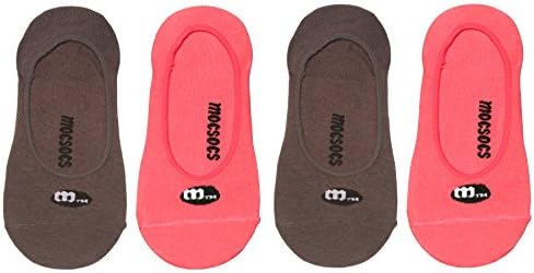 MOCSOCS Cotton No-Show anti-slip SMALL Socks 4-Pairs (2 Gray and 2 Pink pairs)