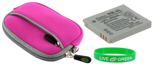 2n1 - Neoprene (Magenta) Sleeve Case and NP-20 Battery for Casio EXILIM EX-Z77 Digital Camera