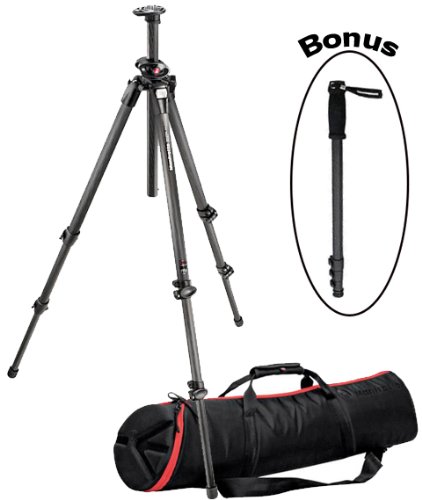 Manfrotto 055CXPRO3 Carbon Fiber Tripod MBAG80PN Padded Case and a Bonus Monopod