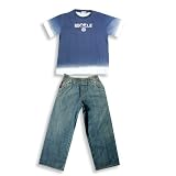 Mish Boys - Boys Short Sleeve Denim Pant Set, Navy, White