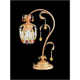 Schonbek 1249-26AM French Gold Amber Rondelle Crystal Single Light Down Lighting Colored...