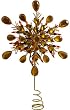 12" Lighted Yellow Gem Snowflake Christmas Tree Topper - Orange Lights