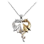 Dragon Heart Gold and Sterling Silver Pendant Necklace