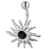 Belly Navel Rings Black Crystal Rippling Sun Winter Sale Jewelry