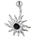 pug31  - Belly Navel Rings Black Crystal Rippling Sun Winter