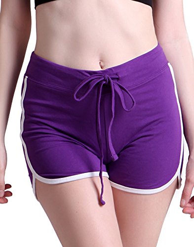 HDE Women's Retro Fashion Dolphin Running Workout Shorts (Purple, Medium)