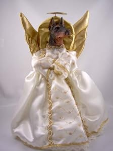 Red Doberman Retriever Angel Christmas Tree Topper