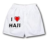 White Boxer Short with I Love Haji