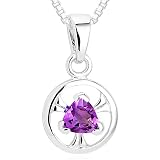 Trillion Cut Amethyst Pendant Necklace Sterling Silver