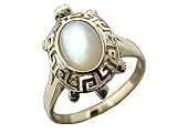 White Mother Of Pearl Baby Turtle Ring, 14k Gold